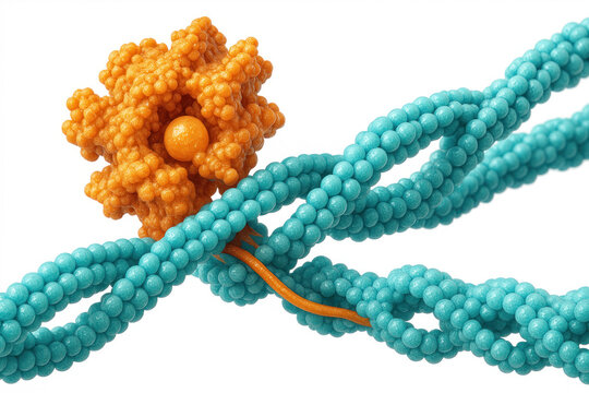 Molecular Interaction of Actin Filament and Motor Protein Illustration