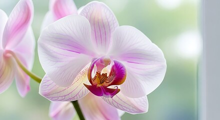Elegant orchid flower blooming in soft natural light.