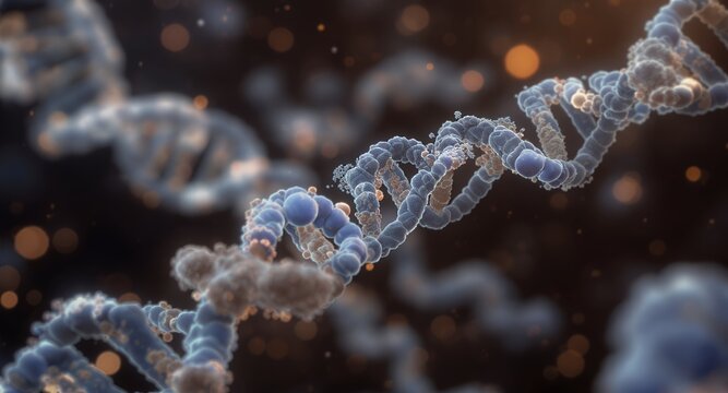 3D DNA Helix Structure on Dark Background