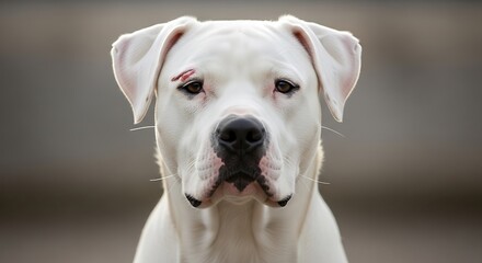 Obraz premium Intense Dogo Argentino Stare - A Portrait of a Powerful Breed.