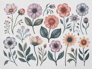 Watercolor floral vector design elements for wedding invitation and greeting card decoration is perfect 100