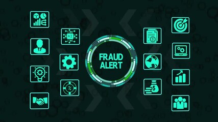 Fraud alert warning concept with digital security, cyber protection, risk detection, and financial threat monitoring. - Powered by Adobe