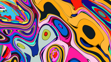 Colorful abstract fluid and geometric background for a music festival