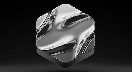 Sleek chrome metallic form with liquid wave design, perfect for futuristic product mockups and cutting-edge branding initiatives now