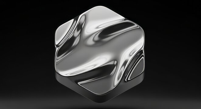 Sleek chrome metallic form with liquid wave design, perfect for futuristic product mockups and cutting-edge branding initiatives now