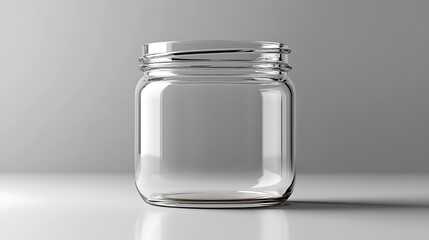 Clear glass jar mockup with subtle reflection and realistic lighting studio shot
