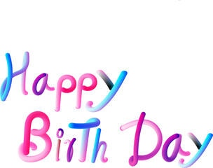 Colorful 3D Gradient ‘Happy Birthday’ Text Design on Transparent Background