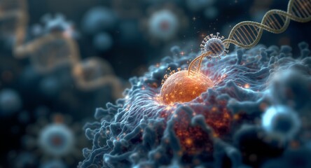Microscopic View of Biology and DNA Interaction
