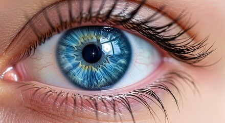 Fototapeta premium Intense Blue Eye Gaze Captivating Detail, Close Up.