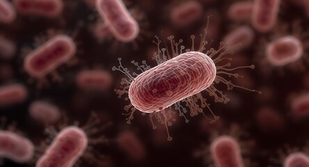 Microscopic View of a Bacterium with Tentacles