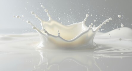 A Stunning Splash of White Liquid Milk or Cream with Crown Effect, High-Speed Photography