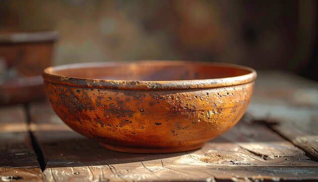 Handmade terracotta cup with visible texture and imperfections, close-up shot, HD macro photography