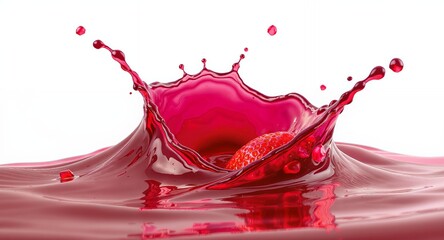 Strawberry Splashing into Liquid, Crimson Splash, Food and Drink, High Speed Photography