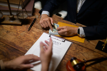 Person receiving money, engaging in bribery and corruption