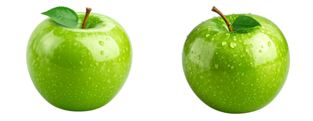 Sat of Juicy Green Apple – Vibrant Granny Smith Variety PNG