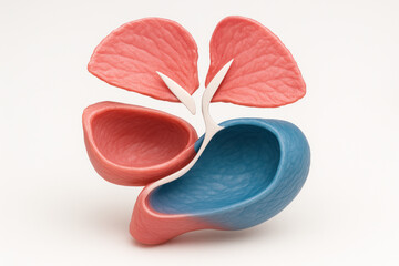 3D Illustration of Lungs and Diaphragm