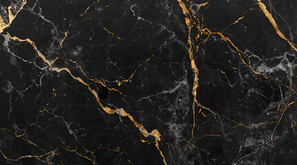 Elegant Black Marble Texture with Golden Veins