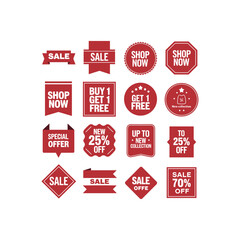 Red Sale and Promotion Badge Label Pack with Discount and Special Offer