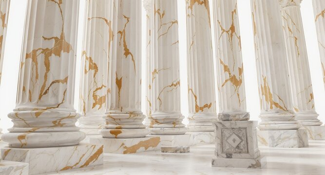 Classic Marble Columns with Veining, Decorative and Architectural Element