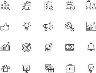 Business Project Editable vector line art sticker pack