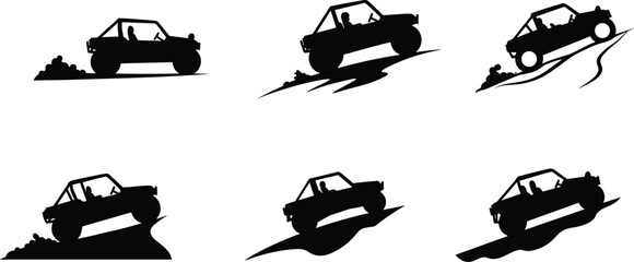 Off road vehicle silhouette, jeep climbing hills, adventure car illustration, mountain driving graphic, rugged automobile design, extreme terrain transport  © Sakib World