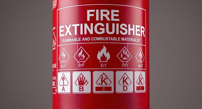 Close-up of a Red Fire Extinguisher, Safety Equipment Concept