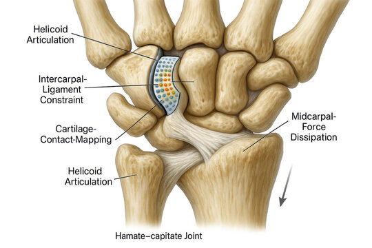 Detailed illustration of the Hamate-capitate joint and wrist anatomy