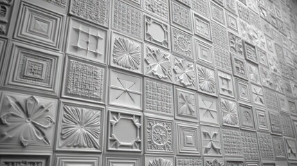 Fototapeta premium Ornate white tile wall design