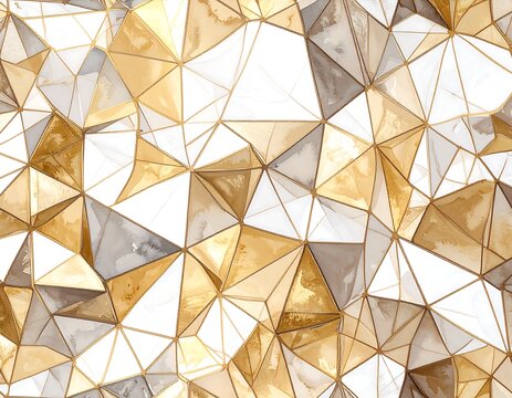 Abstract gold, white, and grey low-poly textured surface - Powered by Adobe