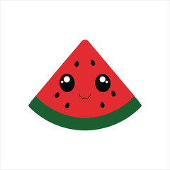 Cute Watermelon Cartoon Fruit Summer Food Kids Design Vector Illustration

