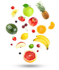 abundant assortment of fresh, colorful fruits floating together in a vibrant display