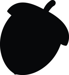 Acorn Black Silhouette Isolated Nature Icon Vector Graphic. Black Silhouette of an Acorn on White Background