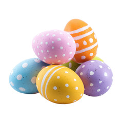 Fototapeta premium Colorful polka dot and striped Easter eggs painted decorated