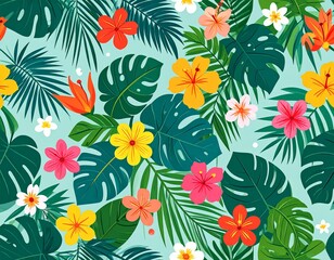 Vibrant Tropical Bloom Pattern