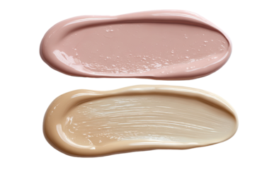 Two light-medium foundation swatches, one light pink, one light beige