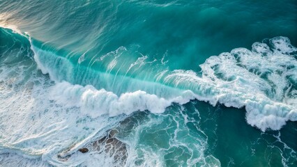 Turquoise Ocean Waves Texture Top View —AI GENERATED