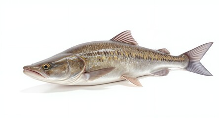A Fish on White Background Detailed Studio Shot of Aquatic Life