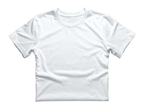 A classic, plain crewneck tee is laid flat on an isolated cutout background, providing a perfect, clean template for custom apparel and branding designs.