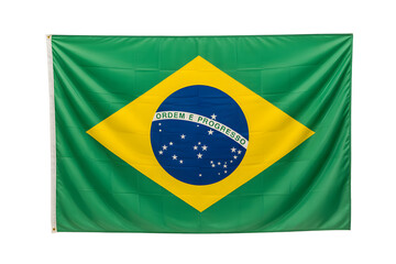 Vibrant Brazilian flag waving proudly showcasing national colors and symbols, perfect for patriotic events and celebrations
