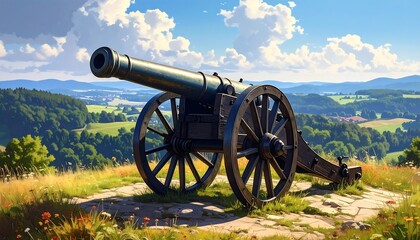 Cannon overlooking landscape
