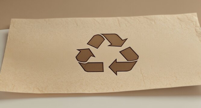 Recycling Symbol on Textured Paper, Environmental Concept