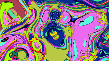 Abstract Psychedelic Brutalism Wave Blob Striped Motion Curves Composition Morphing Amoeba Fluid Shape Background