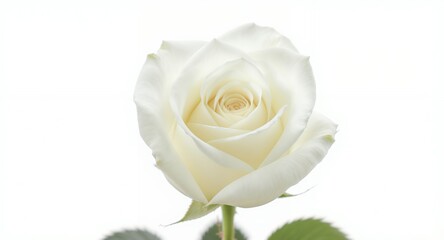 Single White Rose Against White Background