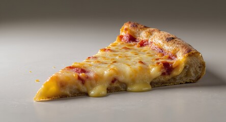 Slice of Pizza with Melted Cheese and Tomato Sauce