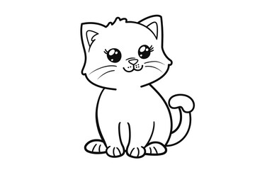 Cute cat coloring page for kids - simple outline