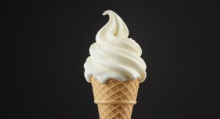 Soft Serve Ice Cream Cone on Black Background