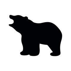 Silhouette of a roaring bear with its mouth open in a powerful stance