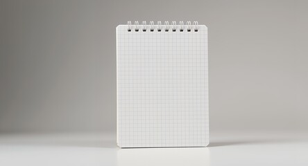 Spiral Notebook with Grid Paper on a White Surface