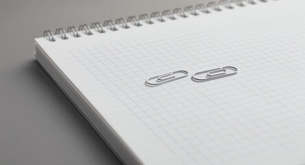 Spiral Notebook with Paperclips on a Grid