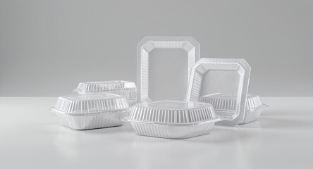 Stack of white food containers